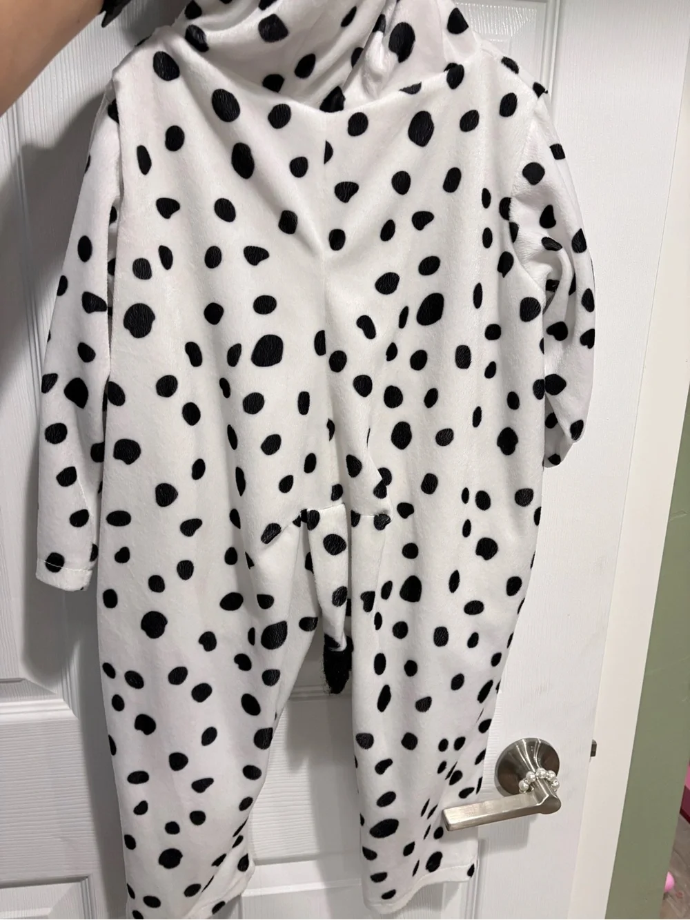 Kids Hooded Cow Costume- White with Black Spots